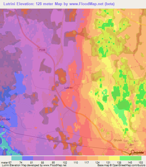 Lutrini,Latvia Elevation Map