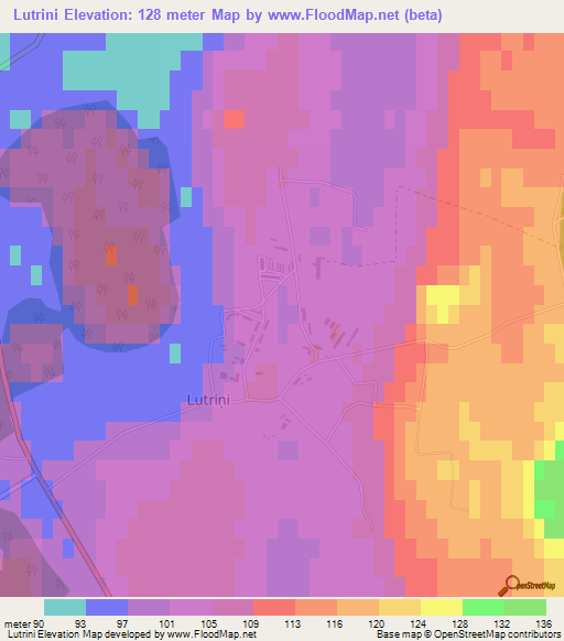 Lutrini,Latvia Elevation Map