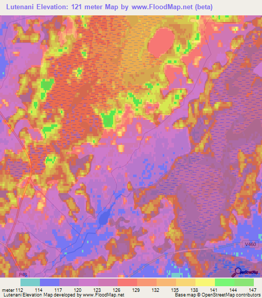 Lutenani,Latvia Elevation Map