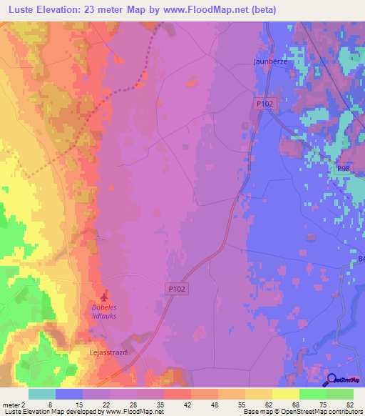 Luste,Latvia Elevation Map