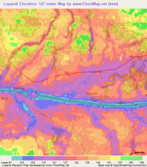 Lupandi,Latvia Elevation Map