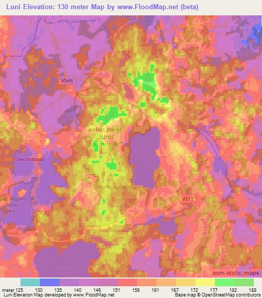 Luni,Latvia Elevation Map