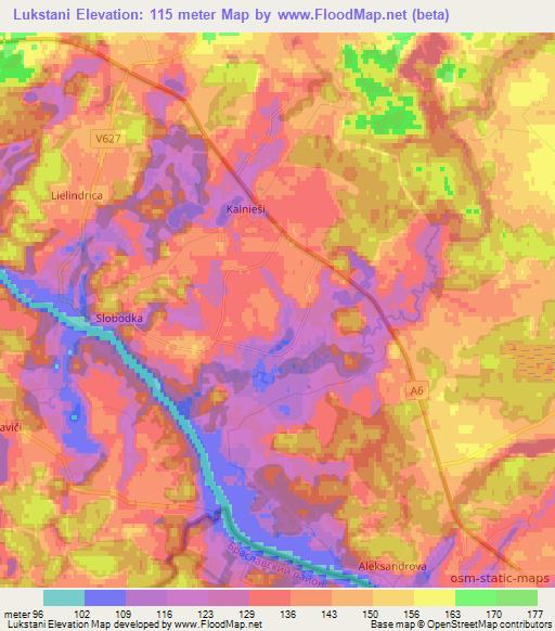 Lukstani,Latvia Elevation Map