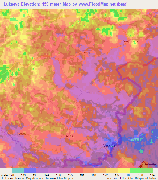 Lukseva,Latvia Elevation Map