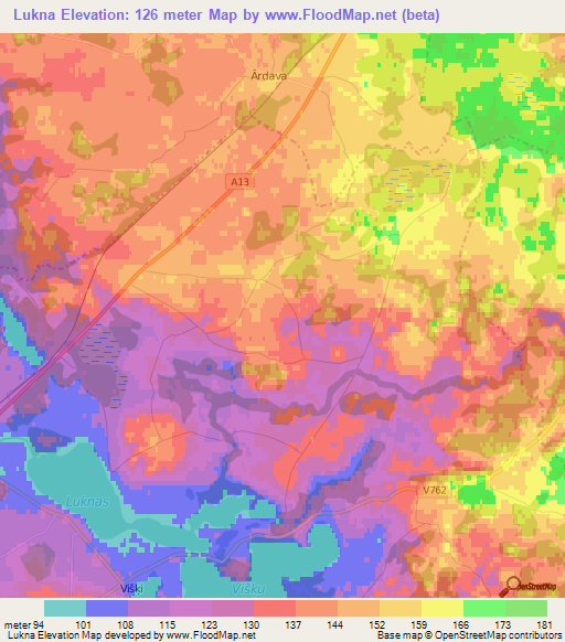 Lukna,Latvia Elevation Map