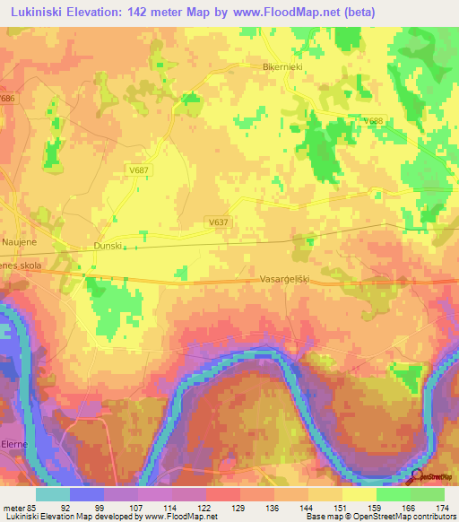 Lukiniski,Latvia Elevation Map