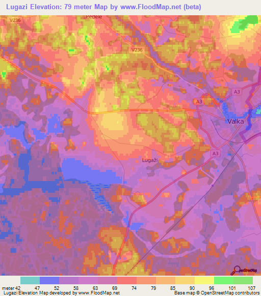 Lugazi,Latvia Elevation Map