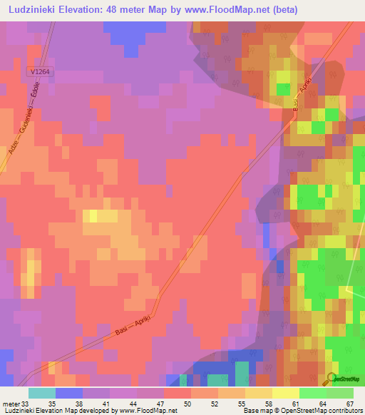 Ludzinieki,Latvia Elevation Map