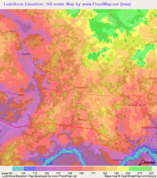 Ludvikova,Latvia Elevation Map