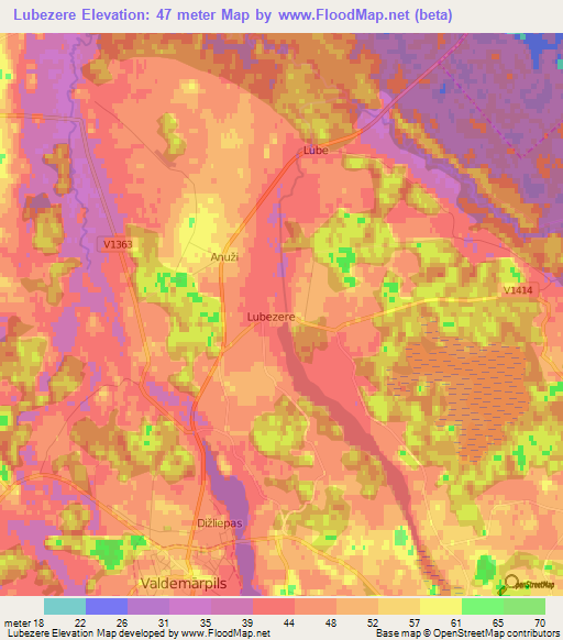 Lubezere,Latvia Elevation Map