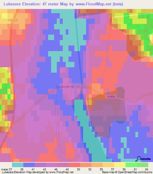 Lubezere,Latvia Elevation Map