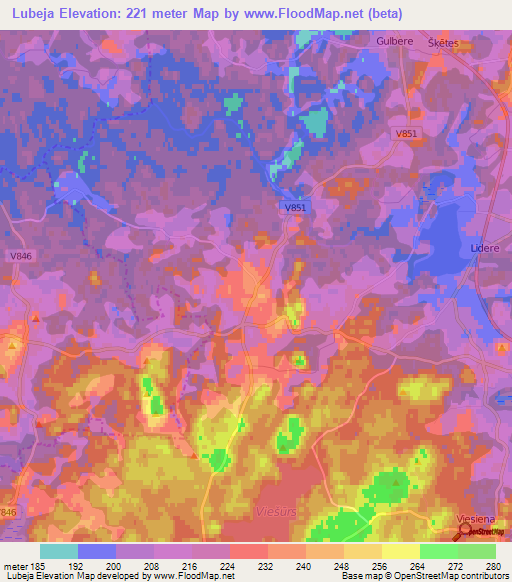 Lubeja,Latvia Elevation Map