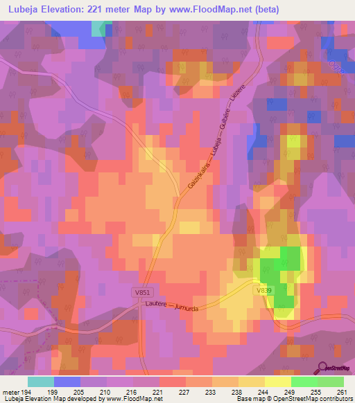 Lubeja,Latvia Elevation Map