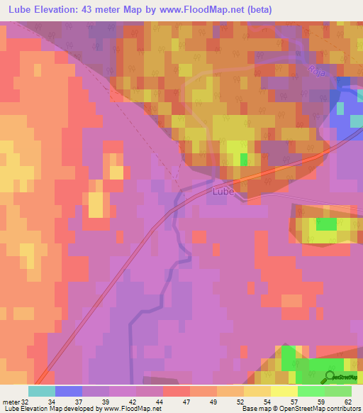 Lube,Latvia Elevation Map