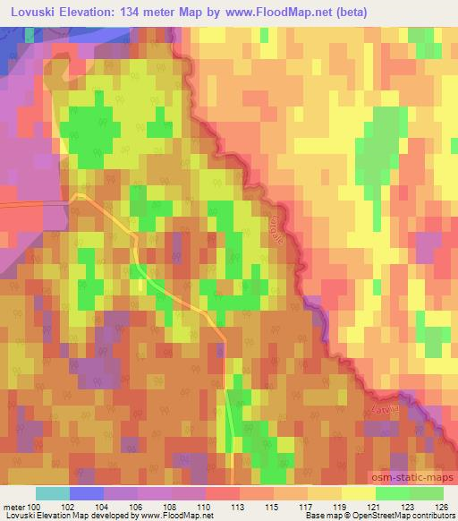 Lovuski,Latvia Elevation Map