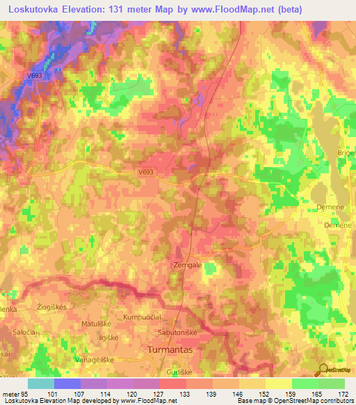 Loskutovka,Latvia Elevation Map