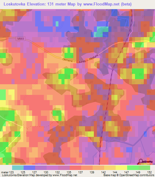 Loskutovka,Latvia Elevation Map