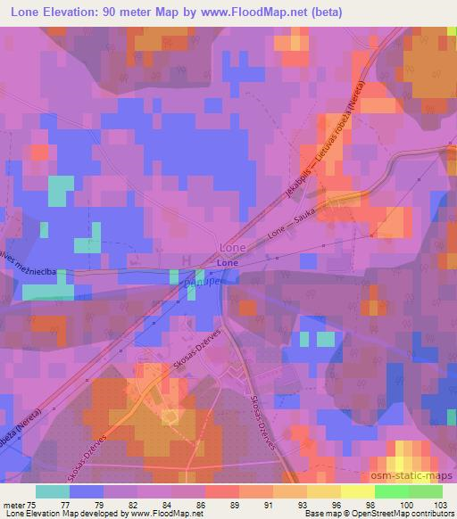 Lone,Latvia Elevation Map