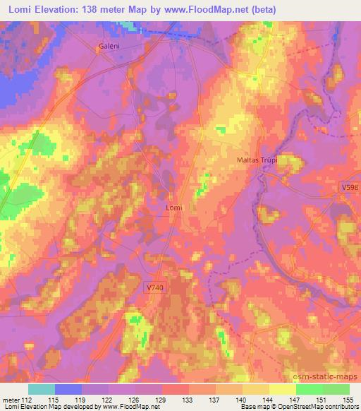 Lomi,Latvia Elevation Map