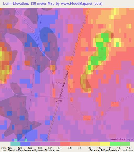 Lomi,Latvia Elevation Map