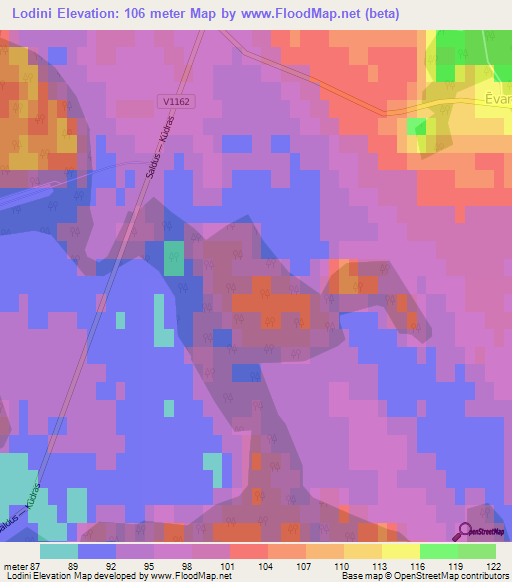 Lodini,Latvia Elevation Map