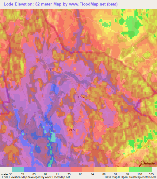 Lode,Latvia Elevation Map