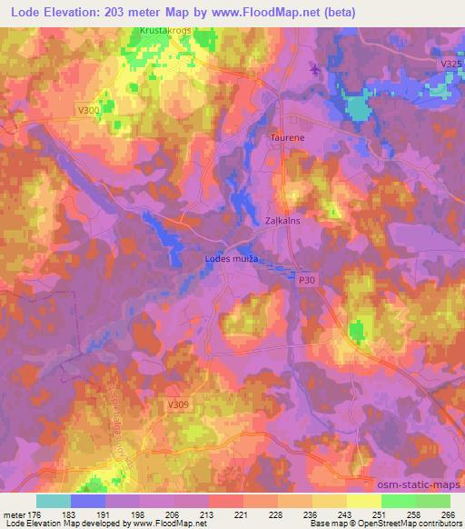 Lode,Latvia Elevation Map