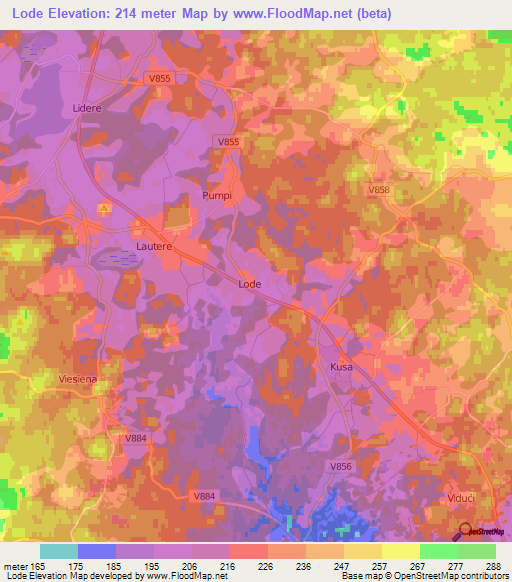 Lode,Latvia Elevation Map