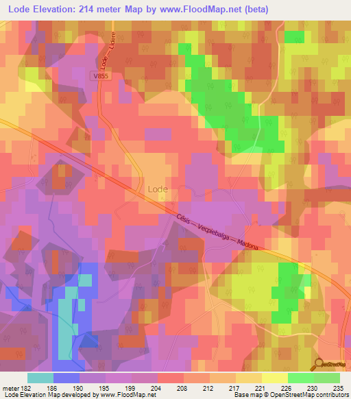 Lode,Latvia Elevation Map