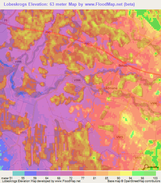 Lobeskrogs,Latvia Elevation Map