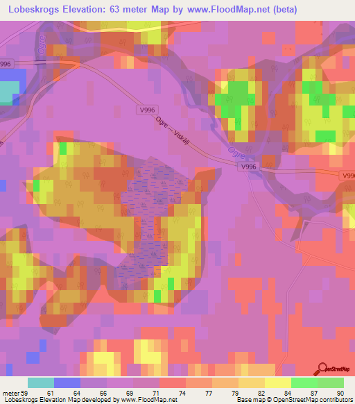 Lobeskrogs,Latvia Elevation Map