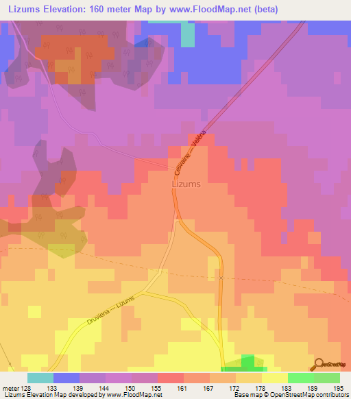 Lizums,Latvia Elevation Map