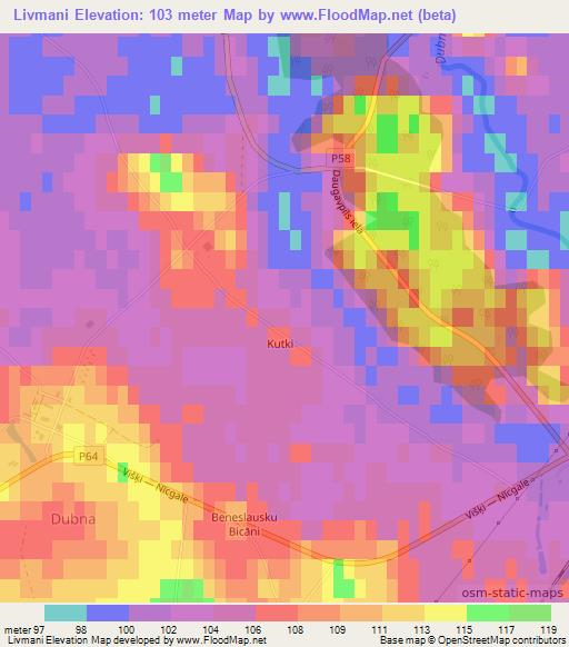 Livmani,Latvia Elevation Map