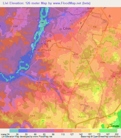 Livi,Latvia Elevation Map