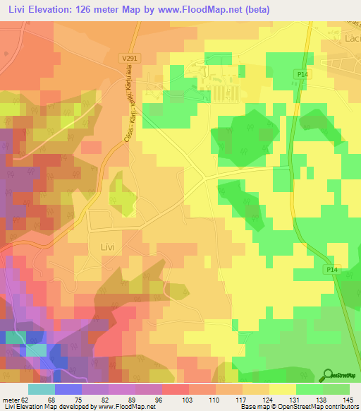 Livi,Latvia Elevation Map