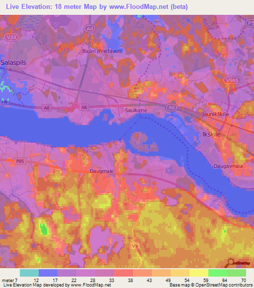 Live,Latvia Elevation Map