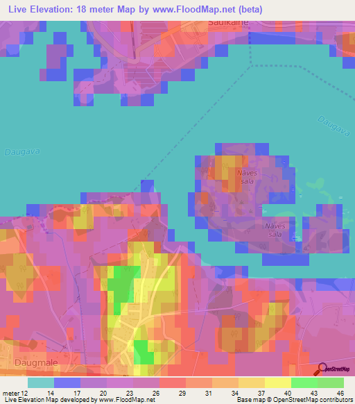 Live,Latvia Elevation Map