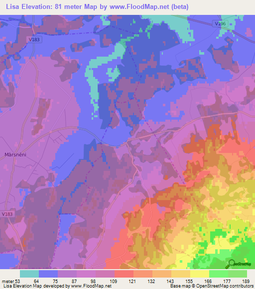 Lisa,Latvia Elevation Map