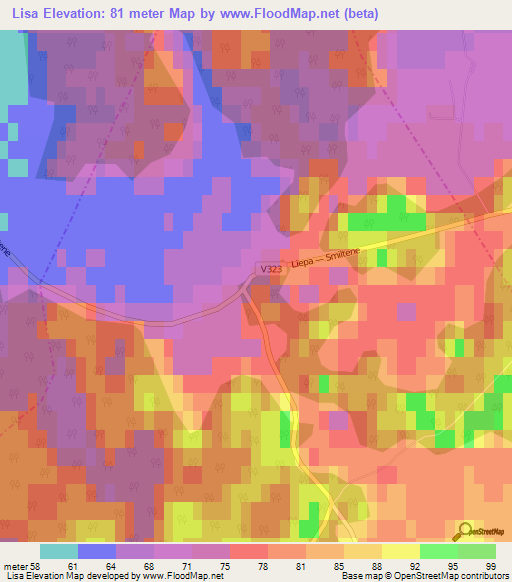 Lisa,Latvia Elevation Map