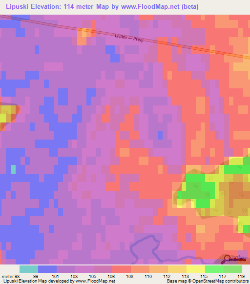 Lipuski,Latvia Elevation Map