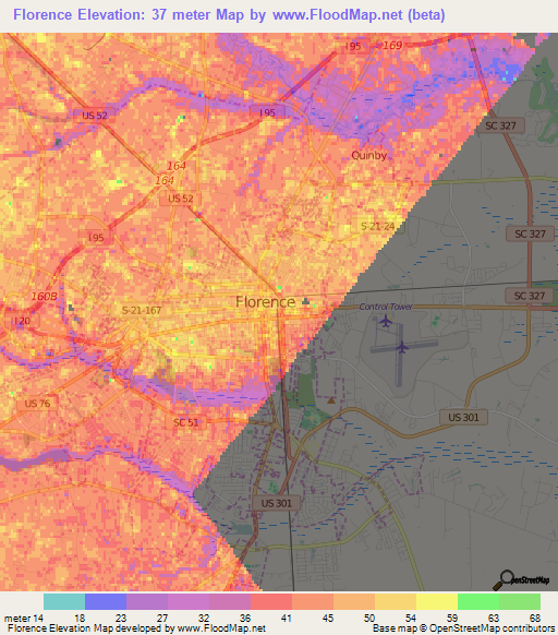 Florence,US Elevation Map