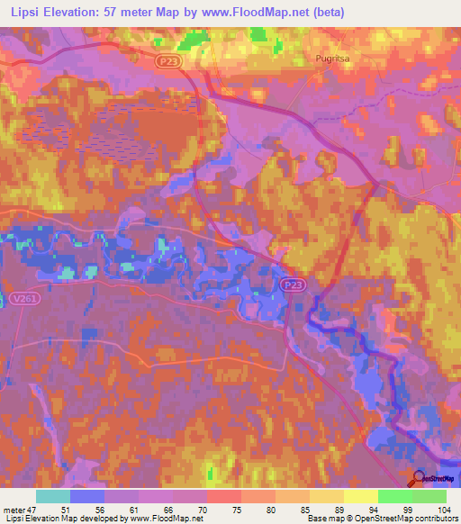 Lipsi,Latvia Elevation Map