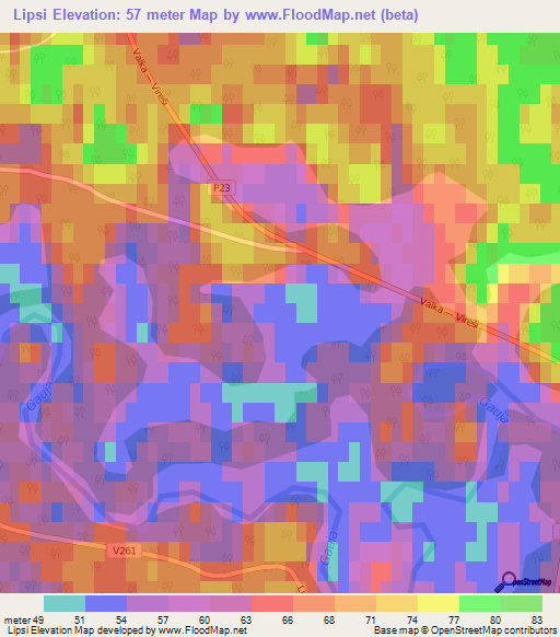 Lipsi,Latvia Elevation Map