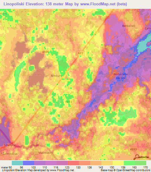 Linopoliski,Latvia Elevation Map