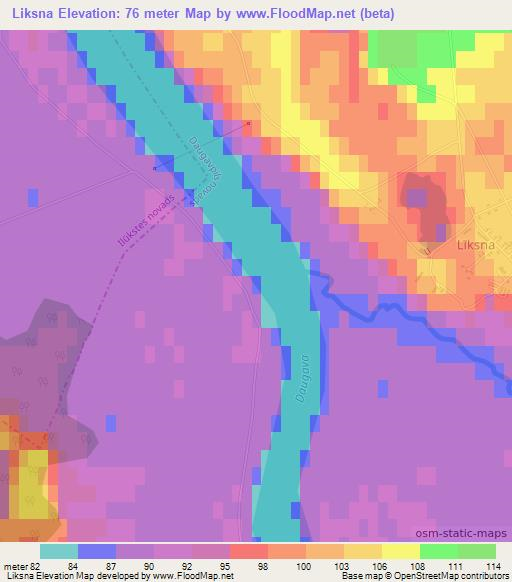 Liksna,Latvia Elevation Map