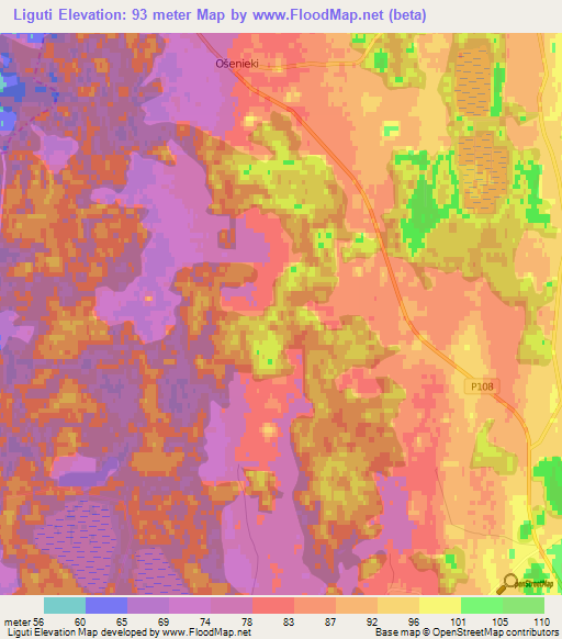 Liguti,Latvia Elevation Map