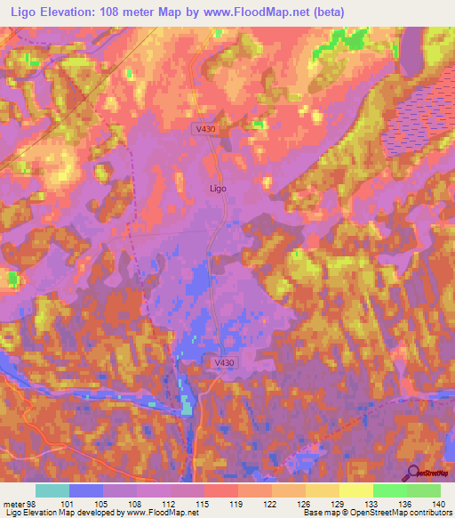 Ligo,Latvia Elevation Map