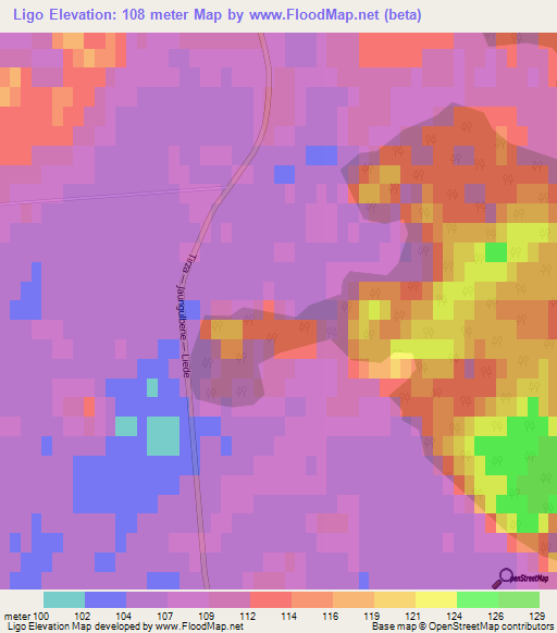 Ligo,Latvia Elevation Map