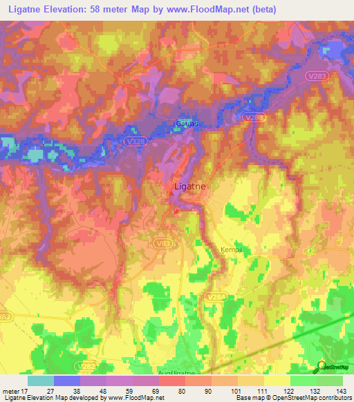 Ligatne,Latvia Elevation Map