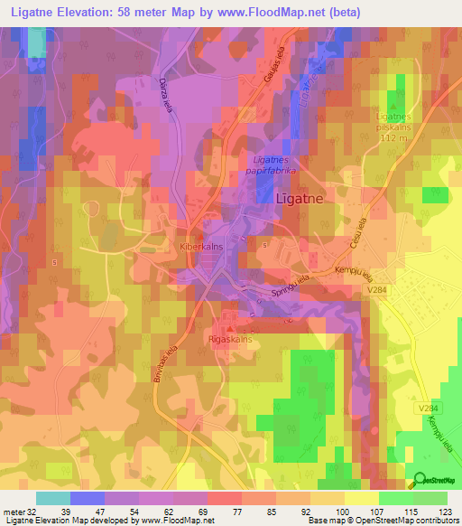 Ligatne,Latvia Elevation Map